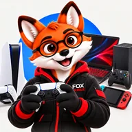 Mr. Fox avec une manette, des consoles et un ordinateur portable à réparer